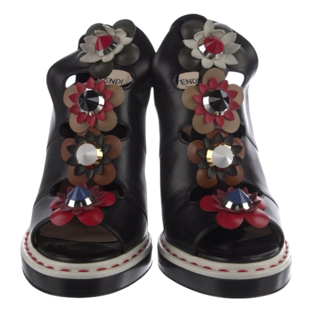 FENDI FLOWERLAND PLATFORM LEATHER SANDALS New without tags Retail $1200 - Picture 4 of 7